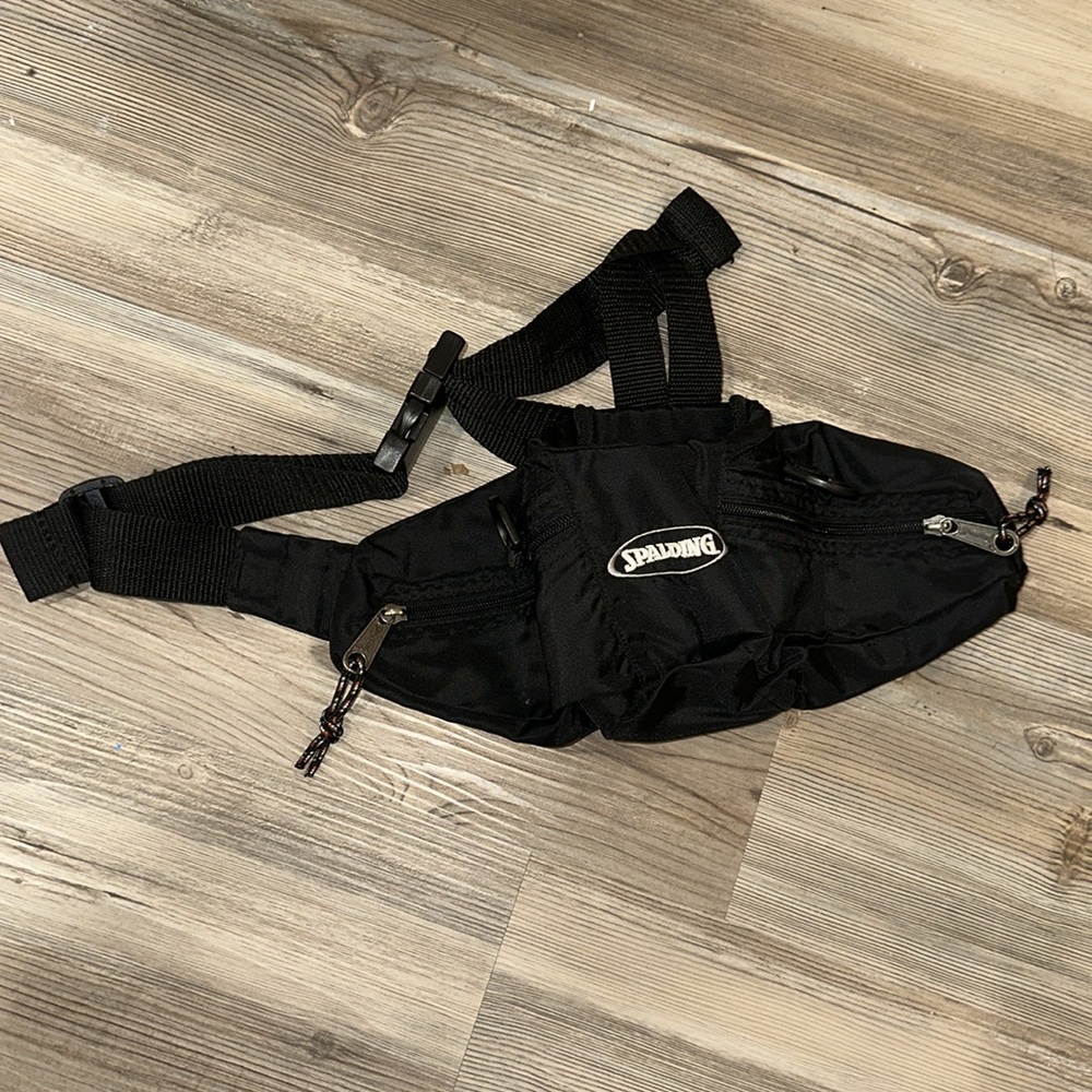 Vtg 90s Spalding Fanny Waist Pack Bag Water Bottle Holder Hiking Black